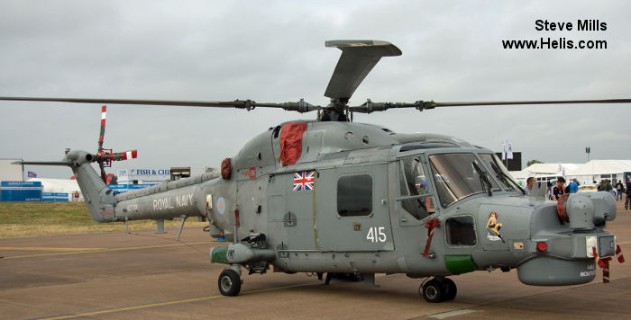 Helicopter Westland Lynx  HAS2 Serial 202 Register XZ729 used by Fleet Air Arm RN (Royal Navy). Built 1980. Aircraft history and location