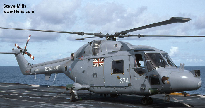 Helicopter Westland Lynx HAS3 Serial 262 Register ZD255 used by Fleet Air Arm RN (Royal Navy). Built 1982. Aircraft history and location