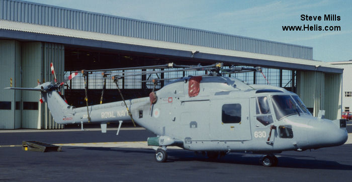 Helicopter Westland Lynx HAS3 Serial 299 Register ZD263 used by Fleet Air Arm RN (Royal Navy). Built 1983. Aircraft history and location