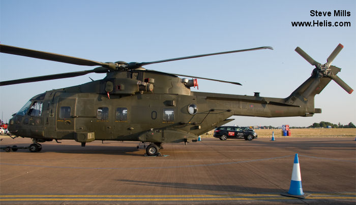 Helicopter AgustaWestland Merlin HC.3 Serial 50169 Register ZJ130 used by Fleet Air Arm RN (Royal Navy) ,Royal Air Force RAF. Built 2001. Aircraft history and location