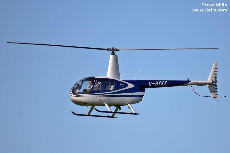 Helicopter Robinson R44 Astro Serial 0572 Register OE-XYK G-BYKK. Built 1999. Aircraft history and location