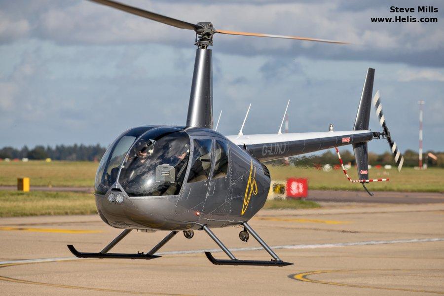 Helicopter Robinson R44 Raven II Serial 12168 Register G-LINJ YR-JTG G-ODCR. Built 2008. Aircraft history and location