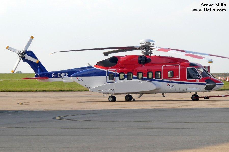 Helicopter Sikorsky S-92A Serial 92-0158 Register G-EMEE G-CHHF N158G used by CHC Scotia ,Bristow ,Bristow US ,Sikorsky Helicopters. Built 2011. Aircraft history and location