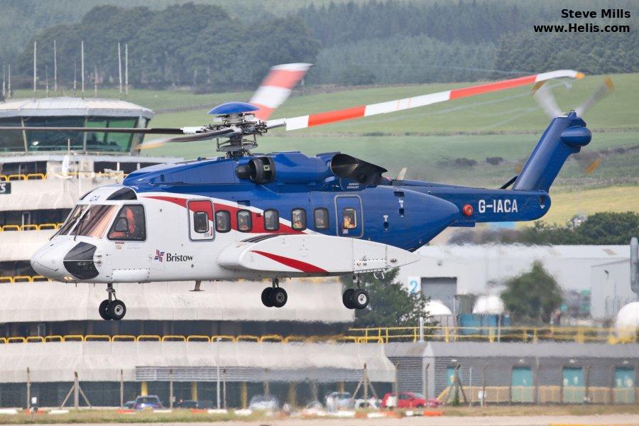 Helicopter Sikorsky S-92A Serial 92-0050 Register G-IACA used by Bristow. Built 2007. Aircraft history and location