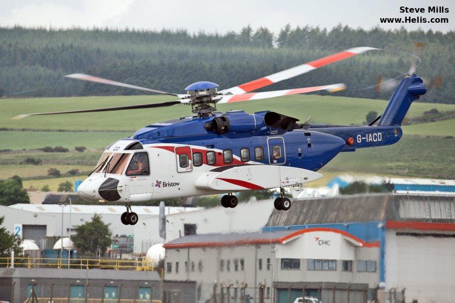 Helicopter Sikorsky S-92A Serial 92-0065 Register G-IACD used by Bristow Bristow (Aberdeen). Built 2007. Aircraft history and location