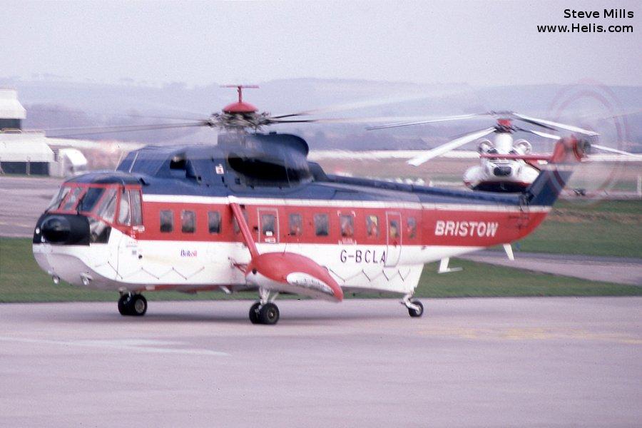 Helicopter Sikorsky S-61N Mk.II Serial 61-735 Register HL9297 9M-AVT 9M-ELF G-BCLA used by Aero Peace ,MHS Aviation (Malaysian Helicopter Sevices Aviation Berhad) ,Bristow Malaysia ,Bristow. Built 1974. Aircraft history and location