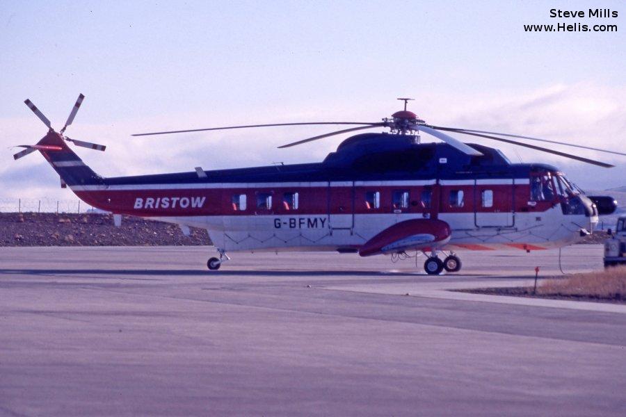 Helicopter Sikorsky S-61N Mk.II Serial 61-745 Register N745AW N420SC PP-MNL G-BFMY N4040S used by Coulson Aircrane ,EP Aviation ,US Department of State ,Carson Helicopters ,Aeroleo Taxi Aereo ,Bristow ,Evergreen Helicopters. Built 1978. Aircraft history and location