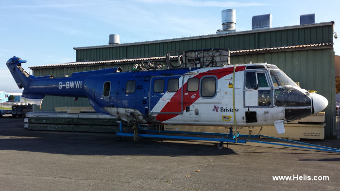 Helicopter Aerospatiale AS332C Super Puma Serial 2040 Register N204VA G-BWWI OY-HMF used by Bristow ,Maersk. Built 1983. Aircraft history and location