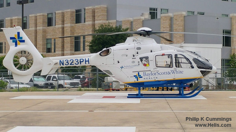 Helicopter Eurocopter EC135P2 Serial 0434 Register N323PH used by PHI Offshore ,PHI Air Medical. Built 2005. Aircraft history and location