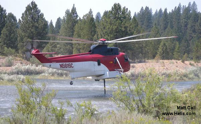 Helicopter Sikorsky HSS-2 Sea King Serial 61-272 Register N624CK N561SC N81661 151552 used by Croman Corp ,Sky Cats Puma Corp ,Carson Helicopters ,US Navy USN. Built 1964. Aircraft history and location