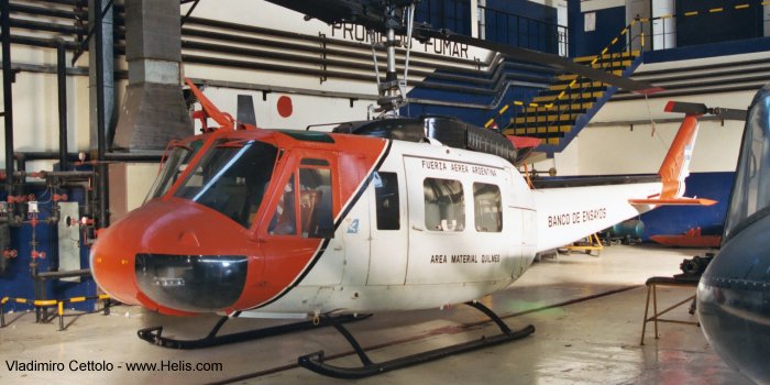 Helicopter Bell UH-1D Iroquois Serial  Register  used by Fuerza Aerea Argentina FAA (Argentine Air Force). Aircraft history and location