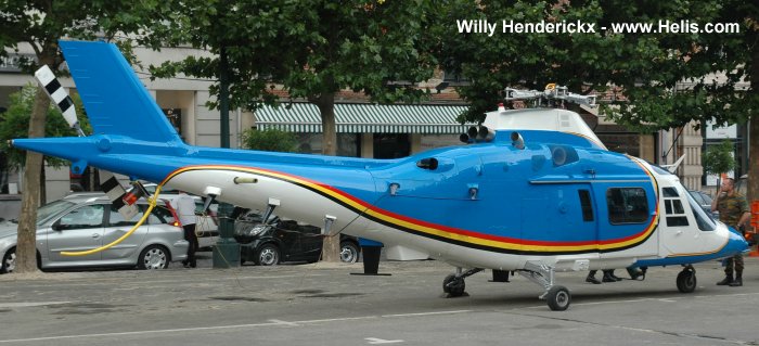 Helicopter SABCA A109BA Serial 0316 Register H16 used by Aviation Légère de la Force Terrestre (Belgian Army Light Aviation). Built 1993. Aircraft history