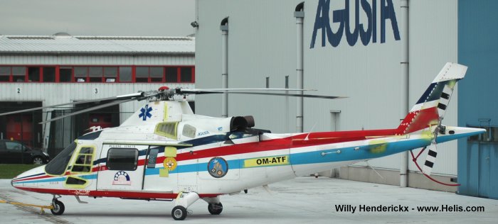 Helicopter Agusta A109K2 Serial 10021 Register OM-ATF I-AGKK used by Air Transport Europe Ltd ATE ,AgustaWestland Belgium ,Elidolomiti SRL (elidolomiti). Aircraft history and location