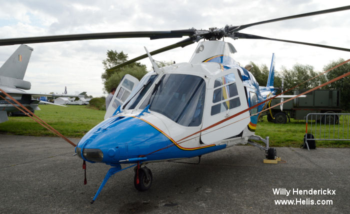 Helicopter SABCA A109BA Serial 0316 Register H16 used by Aviation Légère de la Force Terrestre (Belgian Army Light Aviation). Built 1993. Aircraft history and location