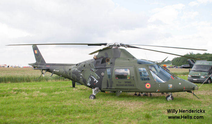 Helicopter SABCA A109BA Serial 0329 Register H29 used by Force Aérienne Belge (Belgian Air Force) ,Aviation Légère de la Force Terrestre (Belgian Army Light Aviation). Built 1993. Aircraft history and location