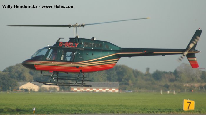Helicopter Agusta AB206B-3 Serial 8740 Register G-SELY used by Sloane Helicopters. Built 1996. Aircraft history and location