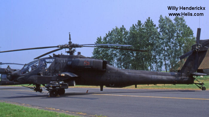 Helicopter McDonnell Douglas AH-64A Apache Serial PV303 Register 25482 85-25482 used by Koninklijke Luchtmacht RNLAF (Royal Netherlands Air Force) ,US Army Aviation Army. Aircraft history and location