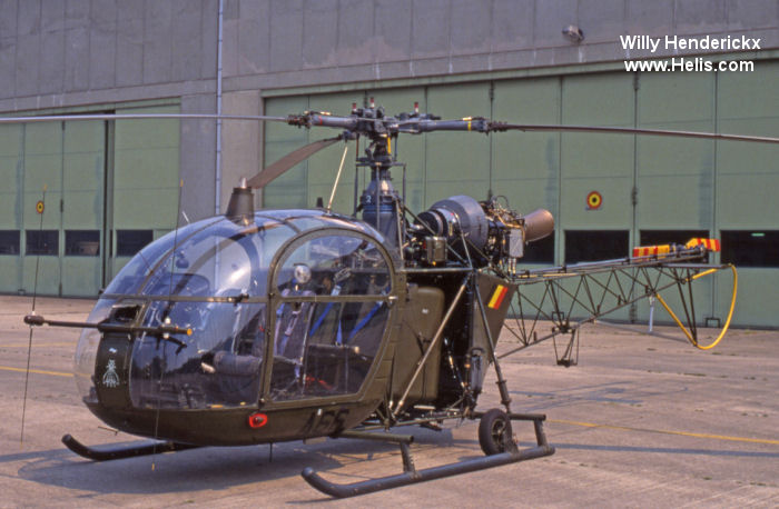 Helicopter Aerospatiale SA318C Alouette II Serial 2064 Register A66 used by Force Aérienne Belge (Belgian Air Force) ,Aviation Légère de la Force Terrestre (Belgian Army Light Aviation). Aircraft history and location