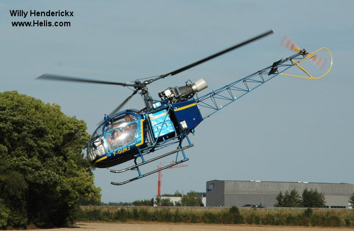 Helicopter Aerospatiale SE3130 Alouette II Serial 1741 Register 341 F-GURJ used by Aéronautique Navale (French Navy). Aircraft history