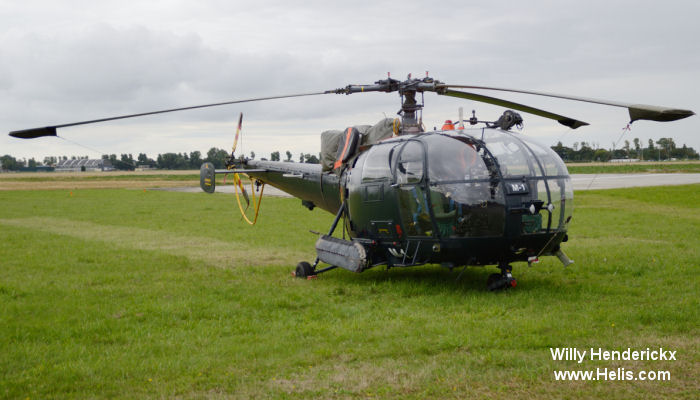 Helicopter Aerospatiale SA316B Alouette III Serial 1812 Register M-1 used by Marine (Belgian Navy). Built 1971. Aircraft history and location