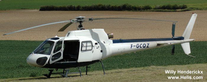 Helicopter Aerospatiale AS350B Ecureuil Serial 1562 Register F-GCQZ. Aircraft history and location