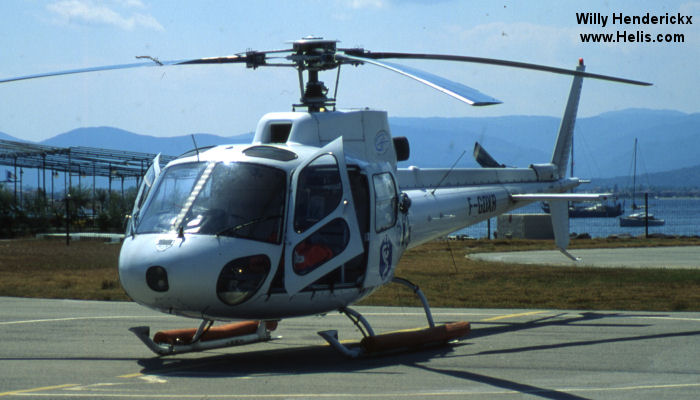 Helicopter Aerospatiale AS350B Ecureuil Serial 1912 Register ZK-HOQ F-GDXR F-OGNB used by Christchurch Helicopters. Built 1986. Aircraft history and location