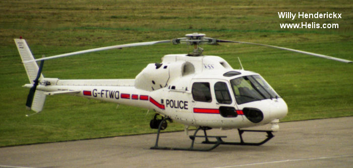 Helicopter Aerospatiale AS355F2 Ecureuil 2 Serial 5347 Register G-NTWK G-FTWO G-OJOR G-BMUS used by National Rail ,PDG Helicopters ,UK Police Forces ,McAlpine Helicopters. Built 1986. Aircraft history and location