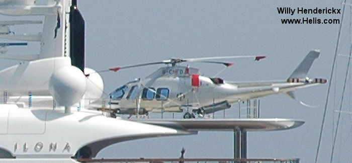 Helicopter AgustaWestland AW109SP GrandNew Serial 22262 Register G-CHFD VP-CFL used by Castle Air. Built 2012. Aircraft history and location