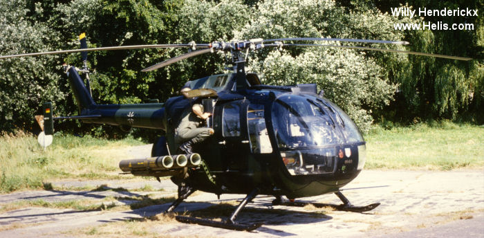 Helicopter MBB Bo105P PAH-1 Serial 6060 Register 86+60 used by Heeresflieger (German Army Aviation). Aircraft history and location