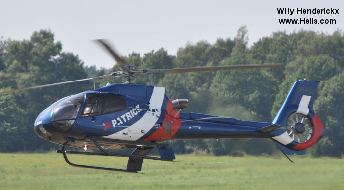 Helicopter Eurocopter EC130B4 Serial 4276 Register OO-PAT G-ECBO used by Eurocopter UK. Built 2007. Aircraft history and location