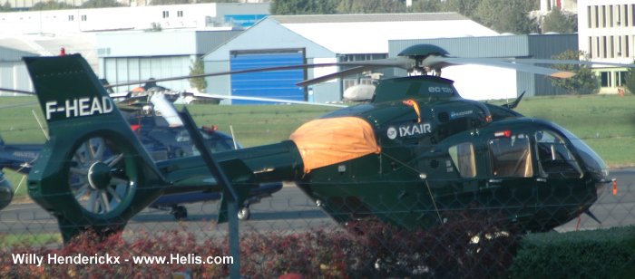 Helicopter Eurocopter EC135T2 Serial 0285 Register F-HEAD used by IXAIR. Aircraft history and location