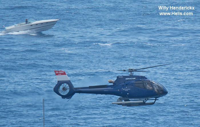 Helicopter Airbus Helicopters H130 / EC130T2 Serial 8179 Register 3A-MMZ F-HMMI used by Monacair. Built 2015. Aircraft history