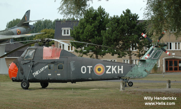 Helicopter Sud Aviation HSS-1 Seabat Serial SA.185 Register OT-ZKH B8 used by Force Aérienne Belge (Belgian Air Force). Aircraft history and location