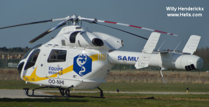 Helicopter McDonnell Douglas MD902 Explorer Serial 900/00137 Register G-17 OO-NHI N40789 used by Federale Politie / Police Fédérale (Belgian National Police) ,SAMU (Emergency Medical Assistance Service ) ,NHV (Noordzee Helikopters Vlaanderen) ,MD Helicopters MDHI. Built 2009. Aircraft history and location