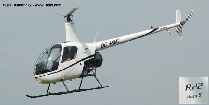 Helicopter Robinson R22 Beta II Serial 3447 Register OO-PMT. Aircraft history and location