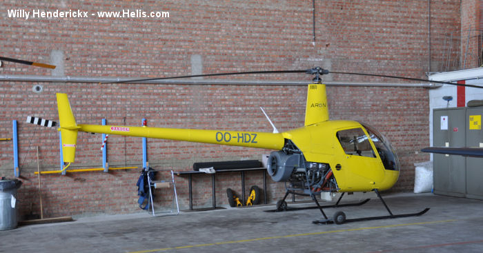 Helicopter Robinson R22 Beta II Serial 3532 Register OO-HDZ used by Heli and Co. Aircraft history and location
