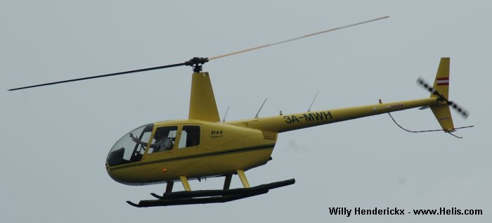 Helicopter Robinson R44 Clipper II Serial 12701 Register 3A-MWH. Aircraft history and location