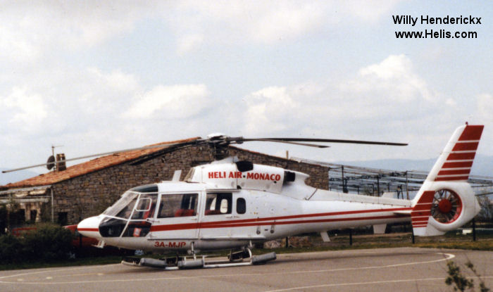 Helicopter Aerospatiale SA365C Dauphin 2 Serial 5015 Register RP-C1207 3A-MJP F-WYMC N90049 used by Heli Air Monaco ,Aerospatiale. Aircraft history and location