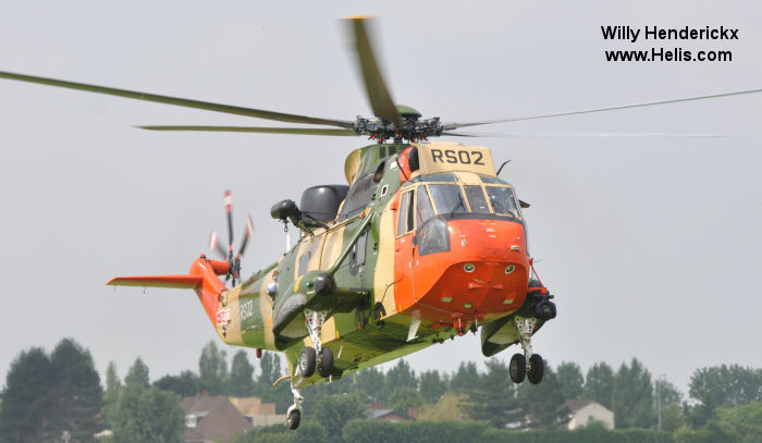 Helicopter Westland Sea King Mk.48 Serial wa 832 Register RS02 G-BDNI used by Force Aérienne Belge (Belgian Air Force) ,Westland. Built 1976. Aircraft history and location