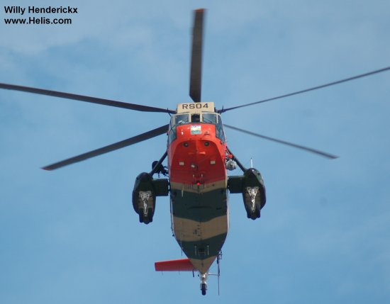 Helicopter Westland Sea King Mk.48 Serial wa 834 Register RS04 used by Force Aérienne Belge (Belgian Air Force). Built 1976. Aircraft history
