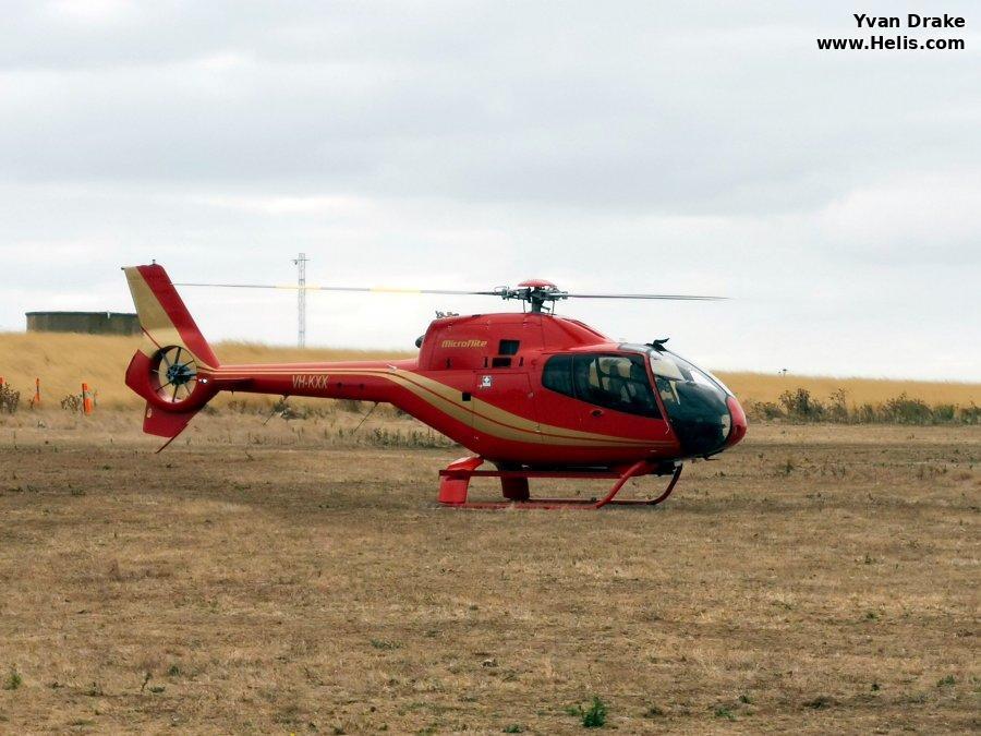 Helicopter Eurocopter EC120B Serial 1526 Register VH-KXX used by Microflite. Built 2008. Aircraft history and location