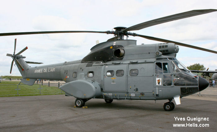 Helicopter Aerospatiale AS332B Super Puma Serial 2057 Register HD.21-15 2057 used by Ejercito del Aire EdA (Spanish Air Force) ,Armée de l'Air (French Air Force). Aircraft history and location