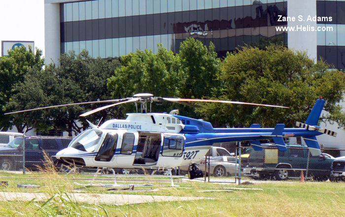 Helicopter Bell 407 Serial 53748 Register N2592T used by Brown Helicopter Inc BHI ,DPD (Dallas Police Department). Built 2007. Aircraft history and location
